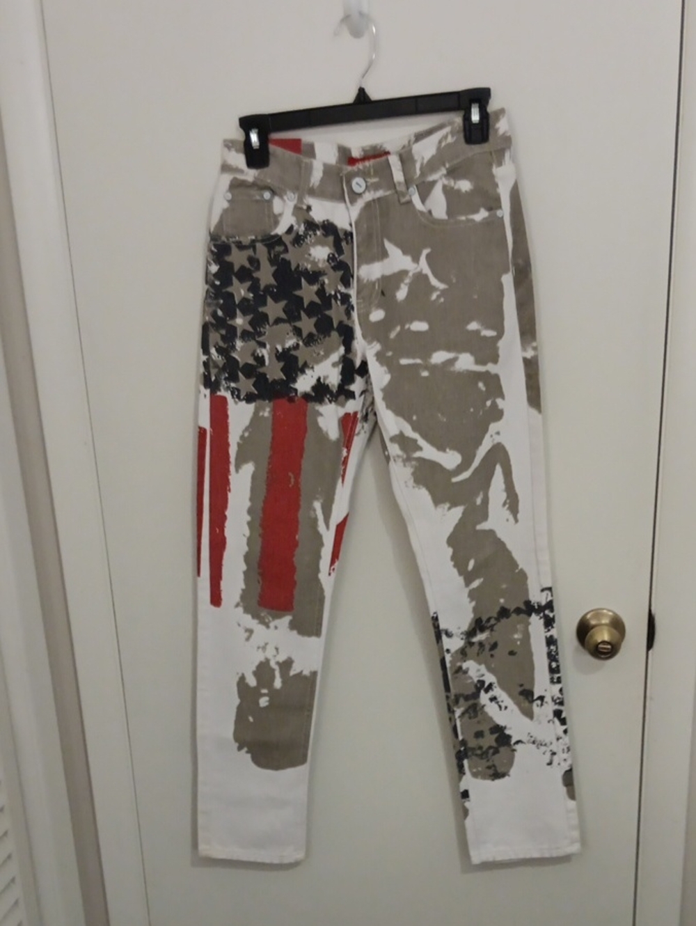 American Flag Print Jeans - Red, Navy & Beige NWT